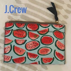 J. Crew watermelon leather pouch